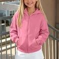 thumbnail image 2 of Children's Jackets Dqueduo Children's Winter Solid Color Full Zip Hooded Fleece Lined Sweatshirt Coat Jacket Pink 9-10 Years, 2 of 10