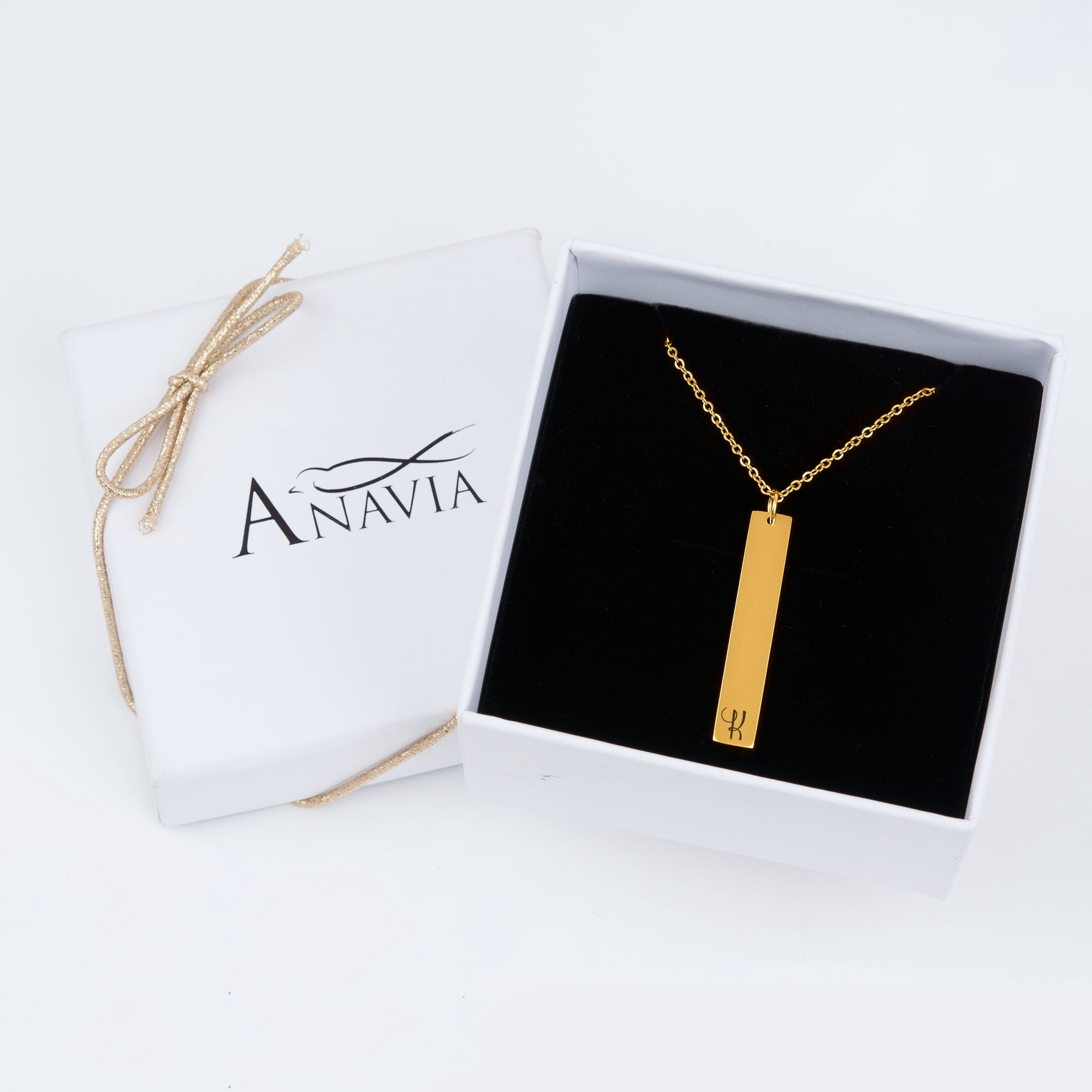 Personalized Vertical Initial Bar Necklace - Birthday Day Gift for Her - Custom Stainless Steel Jewelry with Gift Box - Gift for Mom - Ships Next Day