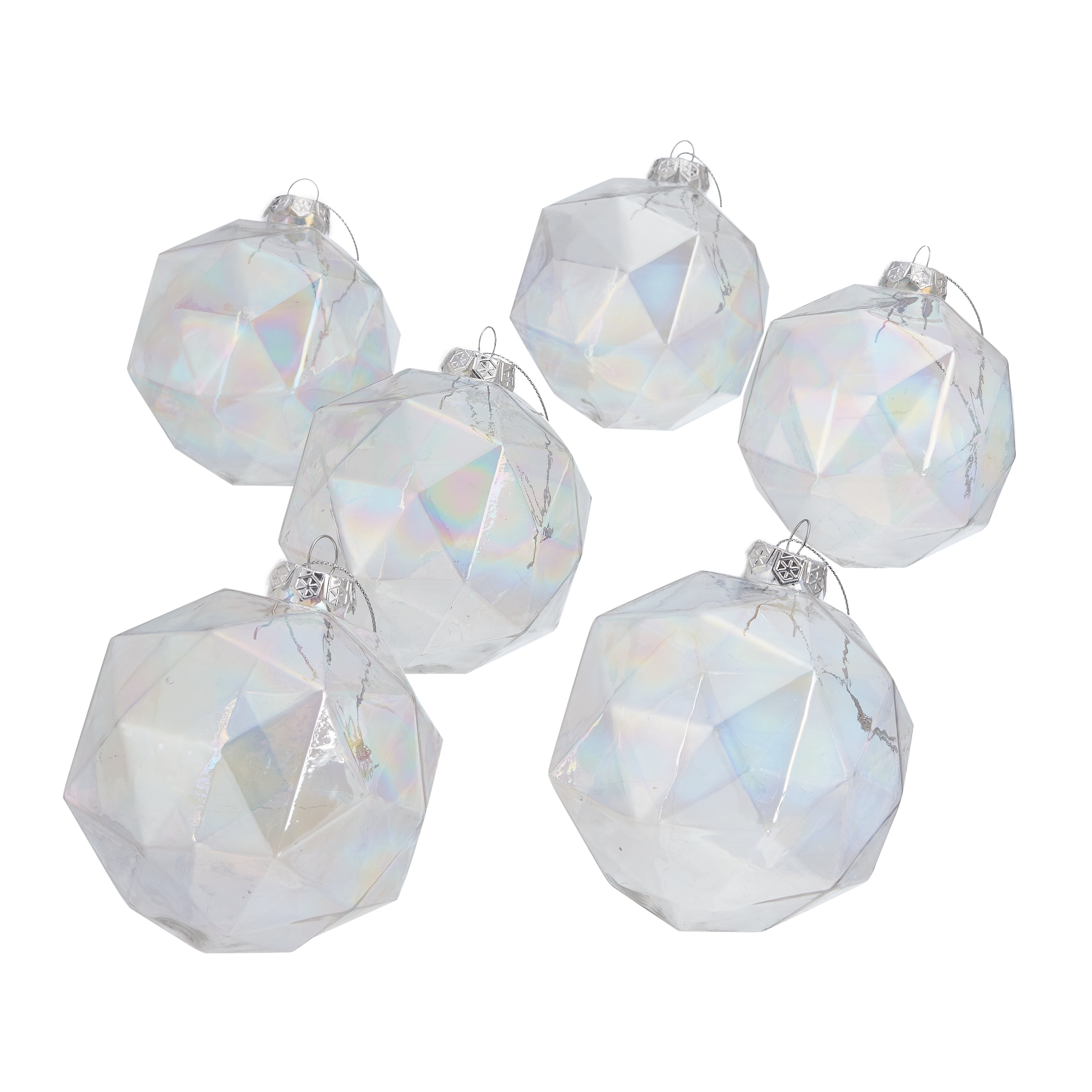 Belham Living Geometric Glass Christmas Tree Ornaments, 6 Count