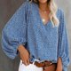 thumbnail image 2 of Camisa holgada y cómoda con cuello en V para mujer Top de manga farol con estampado floral Fridja hj3529, 2 of 5