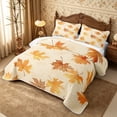 thumbnail image 3 of Erosebridal Watercolor Maple Quilt Full 3-Piece,Fall Leaves Full Bedspread Sets,Orange,1 Coverlet and 2 Pillowcases, 3 of 7