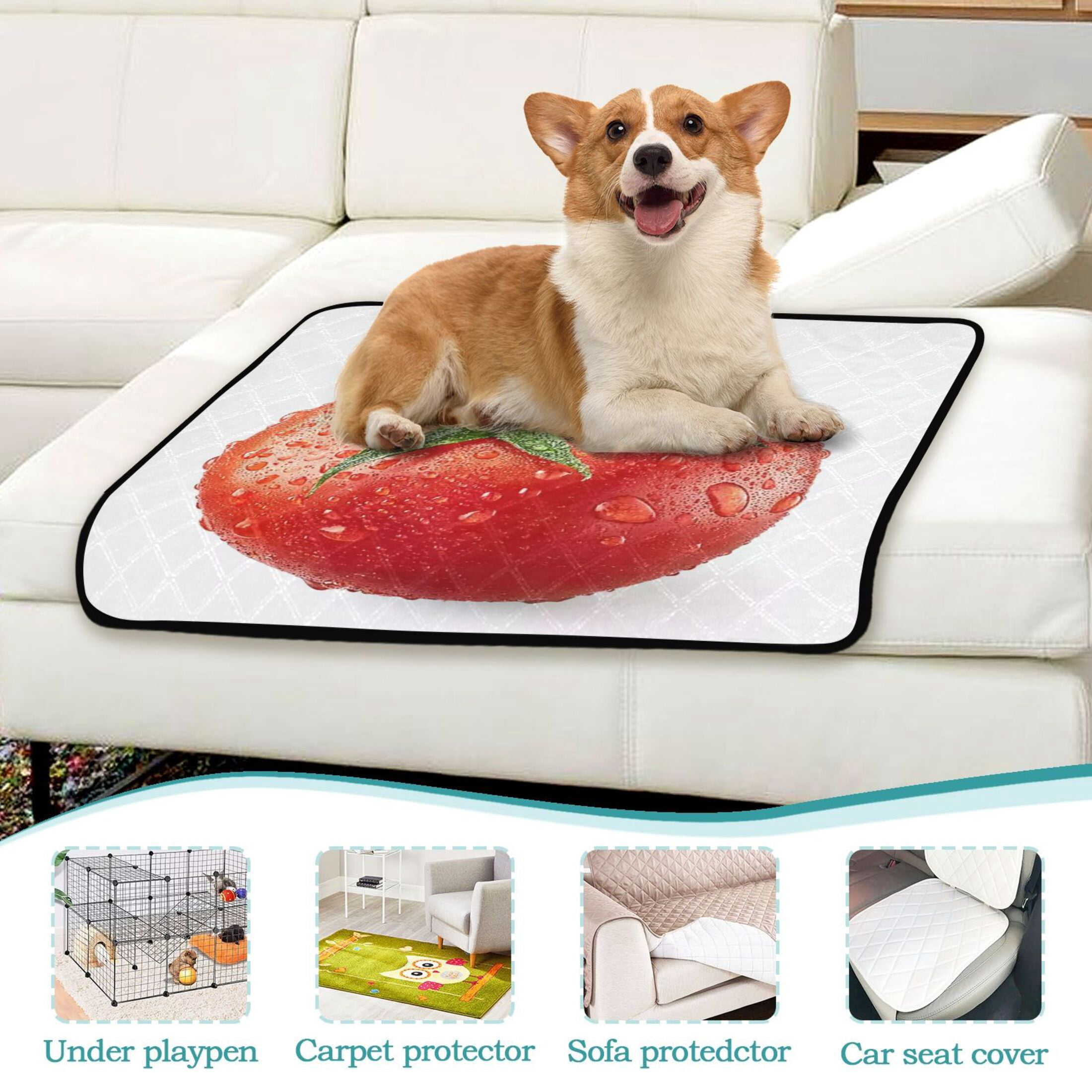 IAUYY Washable Pee Pads for Dogs Medium+Large Absorbent and Leak-Proof Non-Slip Reusable Puppy Pee Pads for Dogs Applicable to Playpen Potty Crate Tomato Details
