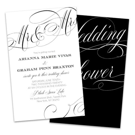 Personalized Black Script Wedding Shower Invitation