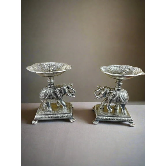 Antique german silver elephant bowl with stand set of 2 pieces for snacks / home decor/ gift item