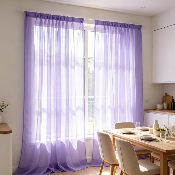 CQCYD Sheer Curtains 55x90 Light Filtering Voile Curtains for Bedroom Living Room, Airy Rod Pocket Window Drapes, Semi Sheer Polyester Curtain Panels for Dining Room Office Decor, 1 Panel