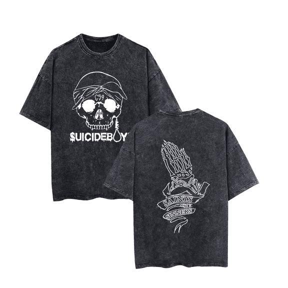 GFGSZTAFB Suicideboys washed vintage cotton T-shirt rapper hip-hop street music casual T-shirt