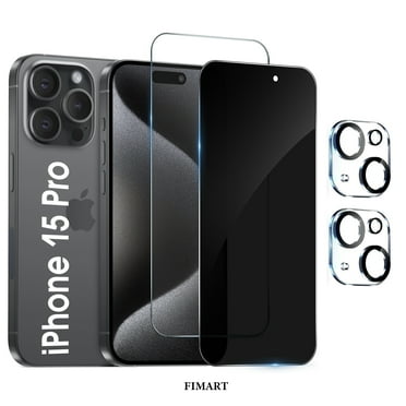 [2 2 Pack]FIMART For iPhone 15 Pro Screen Protector, HD and Privacy Tempered Glass Screen Protector with Camera Lens Protector [Easy Installation] [9H Hardness] [Bubble Free]