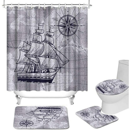 Men Fabric Cloth Bathroom Decor, Cloth Nautical Shower Curtains