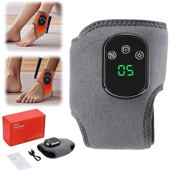 Triple Therapy Foot Massager, Portable Cordless Ankle Heating Pad with 3 Vibration Mode,5 Heat Leavel Visible Screen