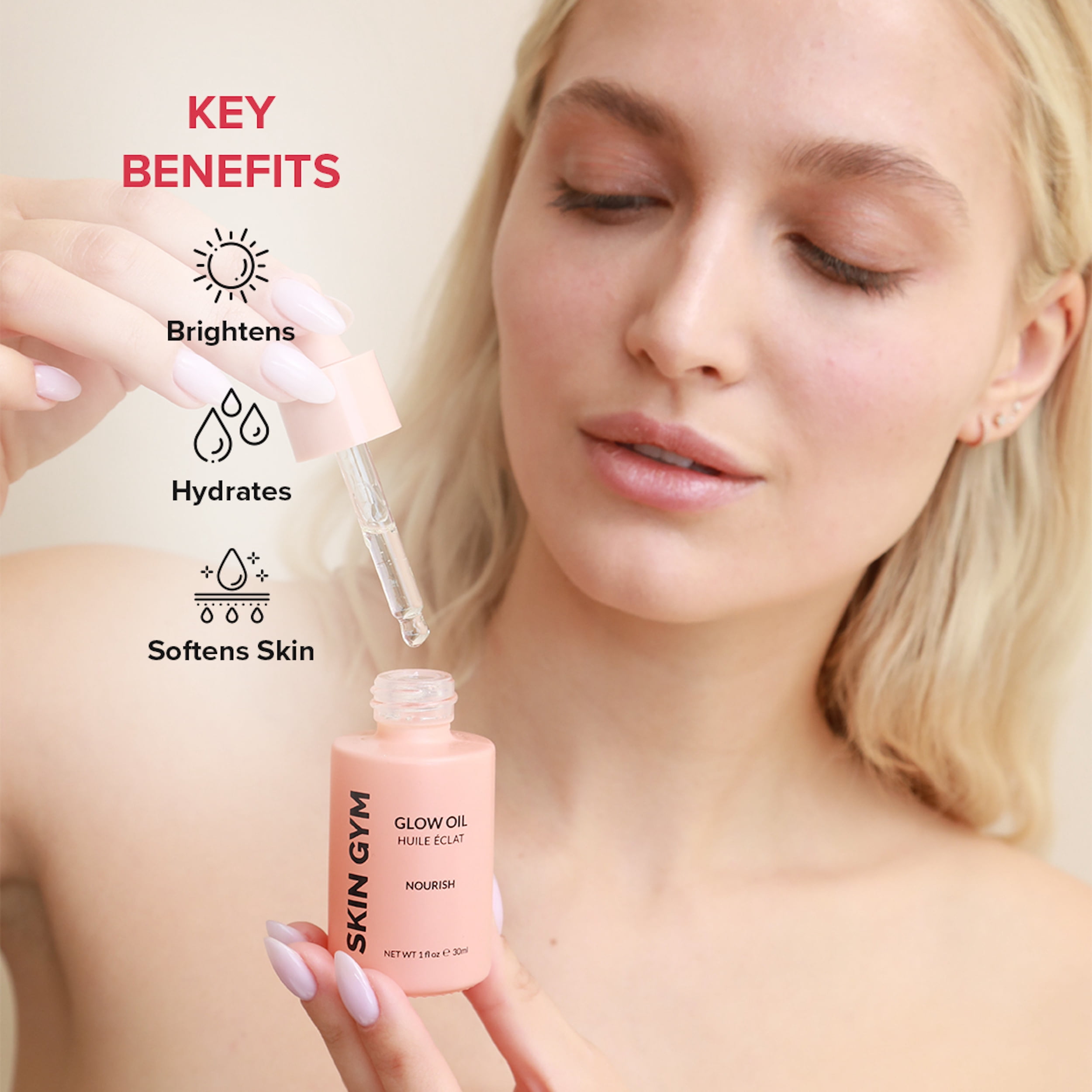 Skin Gym Glow Oil 30 ML Hydrating and Nourishing Facial Oil, Nutrient-Rich with Sunflower, Sweet Almond, and Sesame Oils for Dewy, Radiant Skin