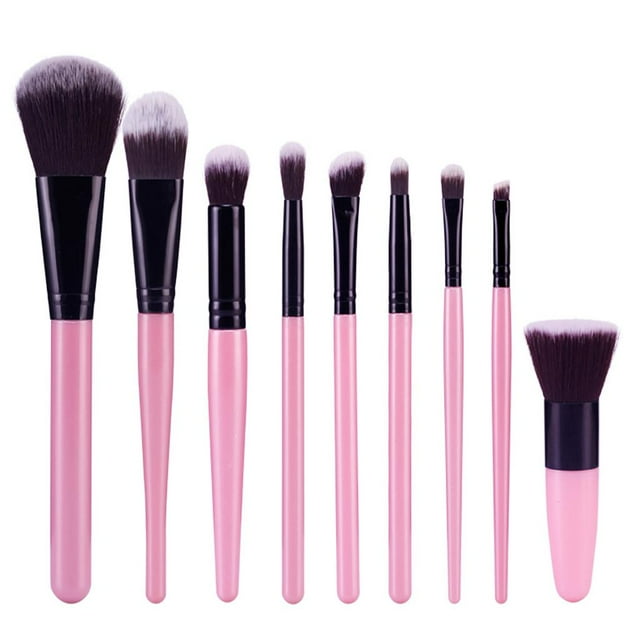 Decodeary 9pcs Makeup Brushes Professional Cosmetic Make Up Black Set Pink+ Brush