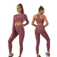 thumbnail image 5 of 5Pcs Seamless Women's Yoga Set Fitness Long Sleeve Crop Top High Waist Leggings Tracksuit Workout Activewear Workout Wear, 5 of 10