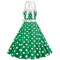 thumbnail image 6 of Elainilye Fashion Dresses for Women 2024 Casual Court Contrast High Collar Polka Dotted Large Dress Formal Dress,Green, 6 of 6