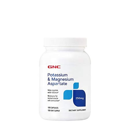 GNC Potassium & Magnesium Aspartate 250mg  120 Capsules  Helps Regulate Water Balance