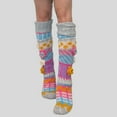 thumbnail image 2 of IWRICH Women's Crochet Knee High Socks 3D Flower Embroidered Knitted Stockings Colorful Leg Warmer Light Gray, 2 of 3