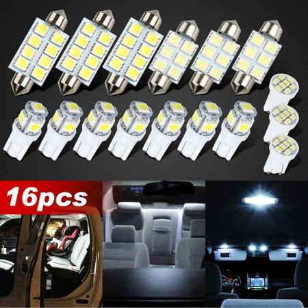 16pcs LED Lights Bulbs,EEEkit CAR Light Bright suit for Car's Front, Rear, Left, Right,Xenon White,up to 50k+