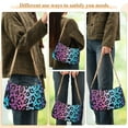 thumbnail image 5 of Black Leopard Print Neon Background Womens Chain Shoulder Bag Tote Handbag Clutch Hobo Purse with Zipper for Travel Casual, 5 of 7