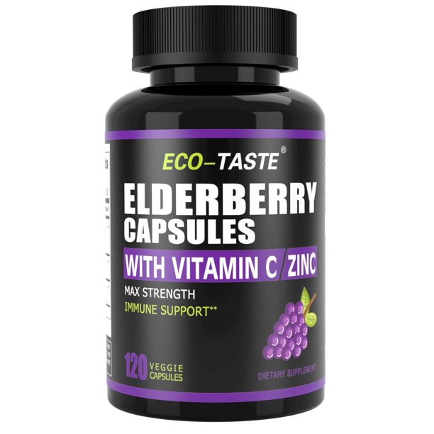 Elderberry Capsules with Zinc & Vitamin C 120 Capsules, Sambucus
