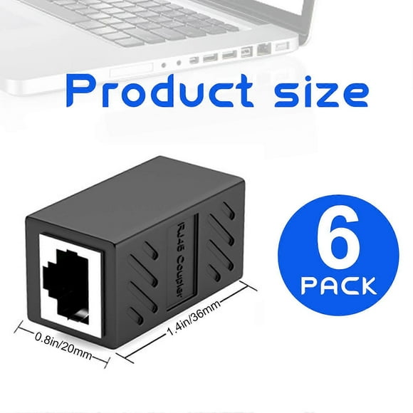 6 Pack RJ45 Coupler, Cable Extender Connector, Female To Female Connector, For Cat7 / Cat6 / Cat5e / Cat5 Ethernet Network Cable Coupler (Black)
