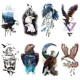 thumbnail image 1 of Glaryyears 8 hojas acuarela águilas blancas animales tatuaje temporal brazo pecho pierna tatuaje pegatina para hombres mujeres arte corporal en la espalda hombro impermeable tamaño grande, 1 of 5