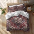 thumbnail image 2 of Boho Plant Queen Size Comforter Set, Vintage Red Blue Geometric National Medieval Trible Bedding for All Seasons, 4 Pcs Bed Set, 1Quiltcover (90"x92") ,1Sheet(94"x116"), 2Pillowcases (30"x20"), 2 of 12