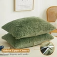 thumbnail image 3 of XeGe Fluffy Faux Fur Pillow Cases, Soft Plush Shaggy Furry Pillowcases, Velvet Fuzzy Decorative Long Pillow Shams for Bed Couch, Zipper Closure, Set of 2(Standard Size, Sage Green), 3 of 6