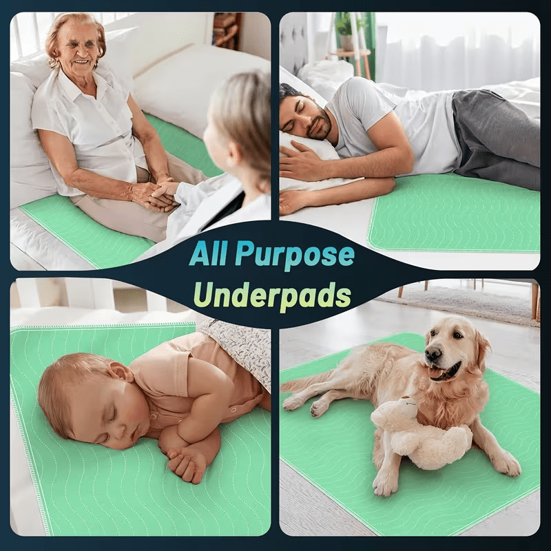 2 Pcs Extra Heavy Absorbency Washable Underpads, Waterproof Quick Drying Nursing Pads Incontinence Bed Pads, Reusable Washable Pee Pads for Dogs, Diaper Changing & Adults（ 38" X 56" ）