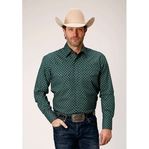 Roper Mens Long Sleeve Snap Croshort Sleeve Walk Foulard Western Shirt Tall Fit