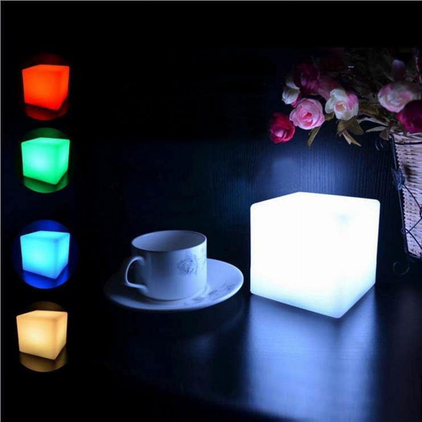 Hullaballoo 8-Inch LED Dimmable Glow Cube Waterproof Rechargeable Adjustable RGB Color Changing with Remote Control, Sensory Toys for Kids, Night Light Indoor Outdoor Decorative Lighting