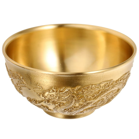 BESTOYARD Chinese Style Decorative Big Bowl in Golden for Item Storage 1Set