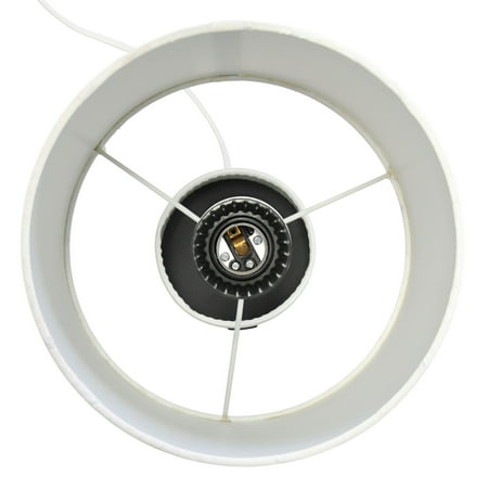 Simple Designs - Hammered Metal Organizer Table Lamp with USB charging port and Fabric Shade - White base/White shade