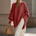 thumbnail image 4 of SeekIslan Women's Sweaters with V Neck Long Sleeve Loose Knit Poncho Pullover, 4 of 7