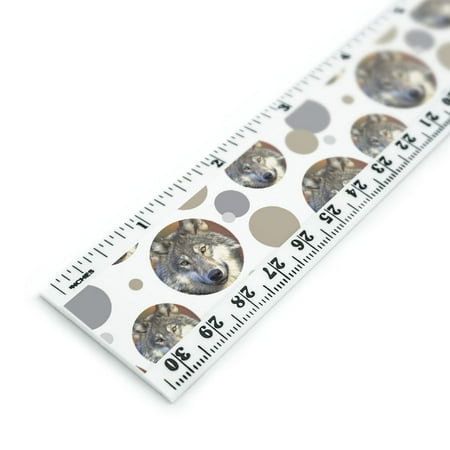 Gray Wolf with Fall Background 12 Inch Standard and Metric Plastic Ruler