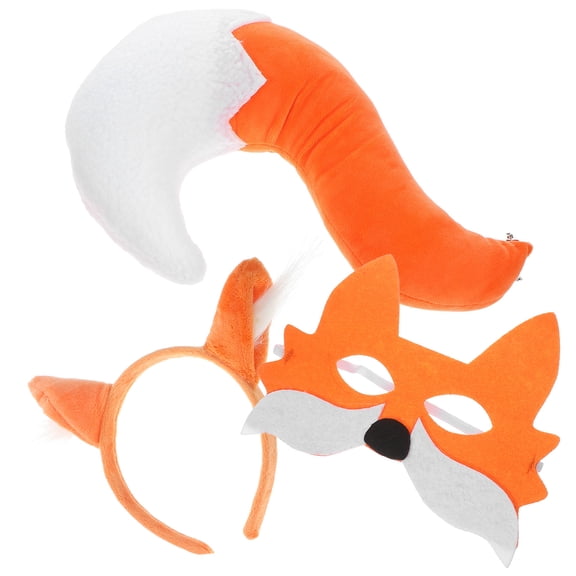 DEEPCRAFF 1 Set Costume Accessory Fox Ears and Tail Set Orange Festival Celebration