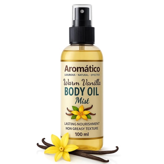 Aromatico Warm Vanilla Body Oil Mist – Lightweight Moisturizing Body Oil for Daily Use After Shower | 4 Fl Oz