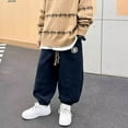 thumbnail image 3 of FAOWME Boys Pants Drawstring Elastic Sweatpants Pants Trousers Active Joggers Warm Sweatpants Pants Trousers For Kids Navy 8-9 Years, 3 of 8