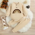 thumbnail image 2 of Otqutp Thanksgiving&nbsp;Clothing&nbsp;for Boys Girls Long Sleeve Ribbed Rainbow Romper Bodysuits Pants 2PCS Clothing Outfits 0-18 Months, 2 of 5