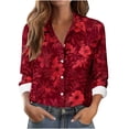 thumbnail image 2 of Women's Printed Long Sleeve Collared Button Down Casual Shirt Blouse for Business and Leisure, 2 of 6