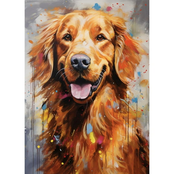 Cute Golden Retriever Dog 5D Diamond Art DIY Paint with Full Drill Round Diamond Gems Painting by Number Kits for Adults Art Craft Home Wall Decor 15.8x19.8in(1)