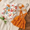 thumbnail image 2 of Odeerbi Clearance Autumn Girls Bib Overall Dress Kids Clothing Set Long Sleeve Jumpsuit Suspenders Skirt With Headband, 2 of 7