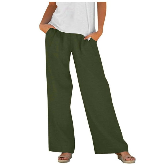 Prolriy Wide Leg Pants Woman Wide Leg Pants High Elastic Waisted in The Back Business Work Trousers Long Straight Pants Wide Leg Lounge Pants for Women, Womens Pants Army Green L