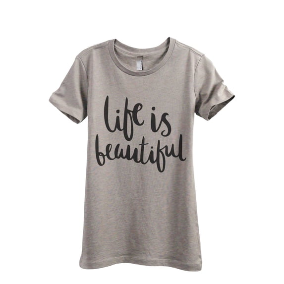 Life Is Beautiful Women's Fashion Relaxed T-Shirt Tee Heather Tan 2X-Large