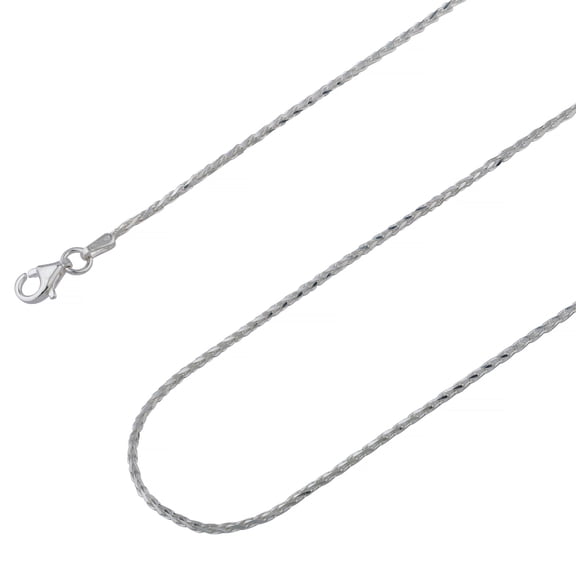 925 Sterling Silver, Spiga Wheat Diamond Cut Chain 1mm Necklace - Hypoallergenic and Tarnish Resistant - By Oliver & Navy