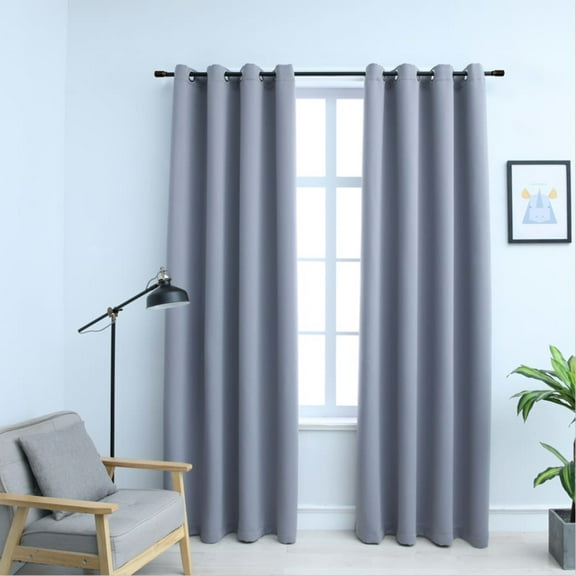 Casafoyer Blackout Curtains with Rings 2 pcs Gray 54"x63" Fabric