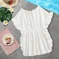thumbnail image 6 of Fesfesfes Girls' Summer Short-Sleeve Solid Color Dress Swimsuit 8-12 Years Elastic Waist Bathing Suits Breathable and Comfortable Swimwear for Kids(White,9 Years), 6 of 6