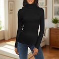 thumbnail image 2 of Chandail à Col Roulé pour Femme Chandail Tricoté pour Femme à Manches Longues Court Chandail Ajusté en Tricot Chandail d'Hiver, Chandail à Col Roulé pour Femme G, 2 of 7