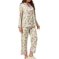 thumbnail image 2 of Womens Silk Pajamas Set Long Sleeves with Pants Lounge Satin Sleepwear M Purple, 2 of 5