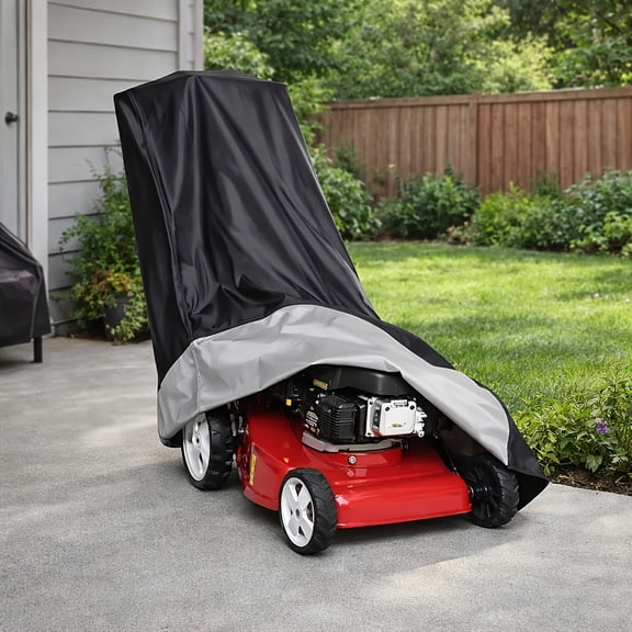 Lawn Mower Cover, 600D Oxford Drawstring Structure, Outdoor Storage Protector for Most Push Lawn Mowers, 744024.8inch, Black