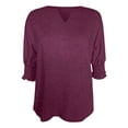 thumbnail image 5 of Loose T Shirts for Women V Neck 3/4 Sleeve Tops Loose Fit Casual Solid Color Basic Tees RD1 M, 5 of 5