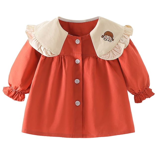 MeetoTime Girls Jacket Long Sleeve Cute Solid Color Buttons Round Neck Cardigan Top Kids Fall Winter Outwear